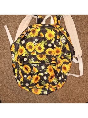 Sunflower Print Backpack Medium with Pockets